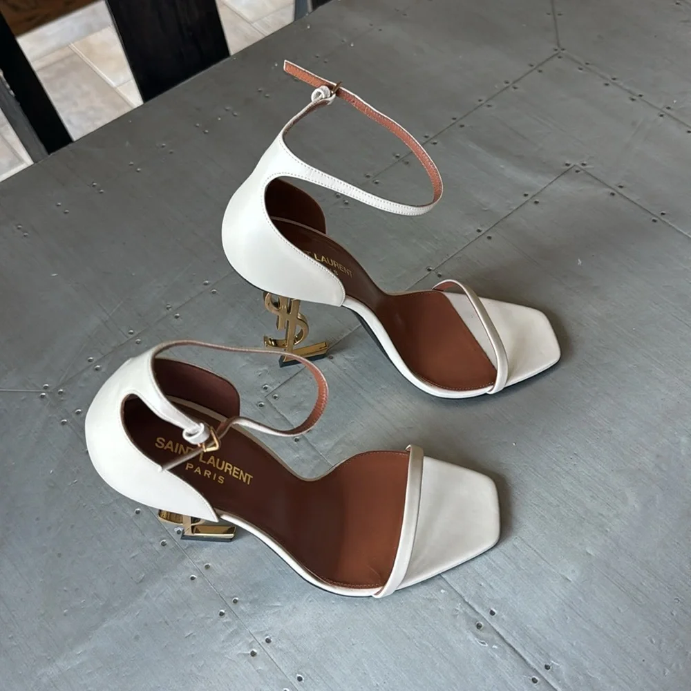 YSL Opyum sandal yves saint laurent stiletto beige gold pump 110mm sz 40 - Picture 3 of 15